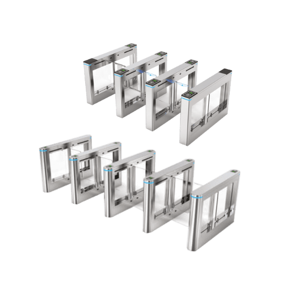 Go-Safe GS611A swing barrier gate configurations – single and multi-lane stainless steel pedestrian access control gates