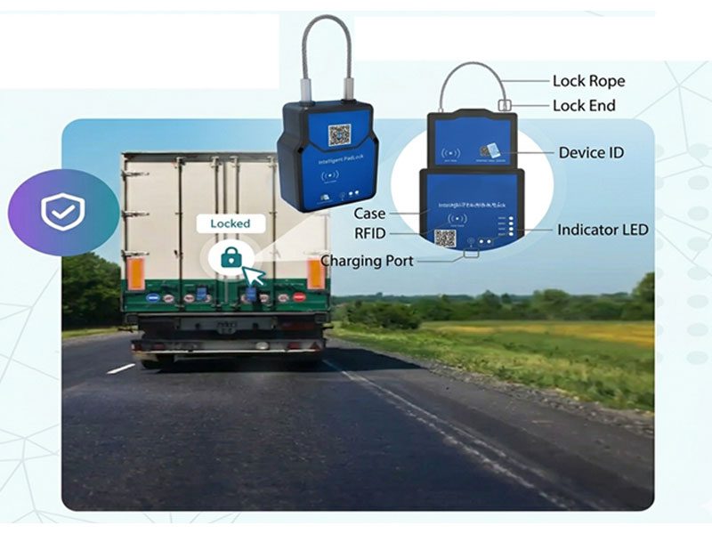 Digital GPS Lock securing a logistics container — Go-Access intelligent smart padlock with GPS tracking