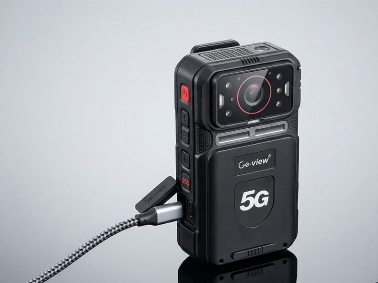 4K 5G body worn camera with built-in GPS and night vision capabilities.